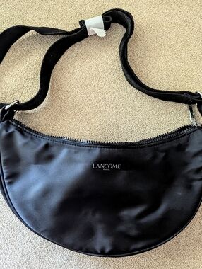 Lancome Black Satin Crescent Pouch